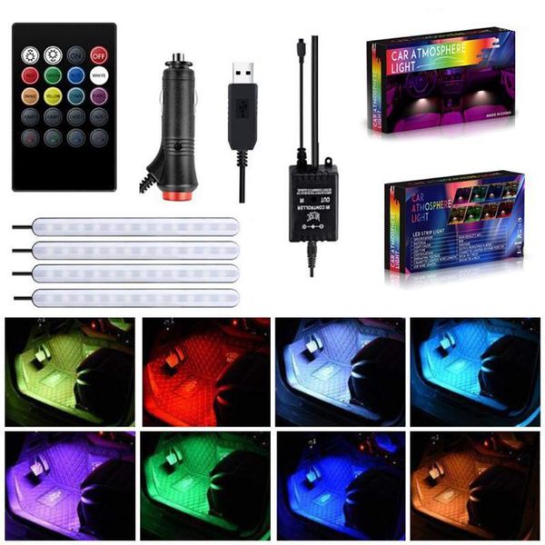 

car light led strip auto interior atmosphere lights rgb foot light usb remote control interior decorative ambient lamp led strip1