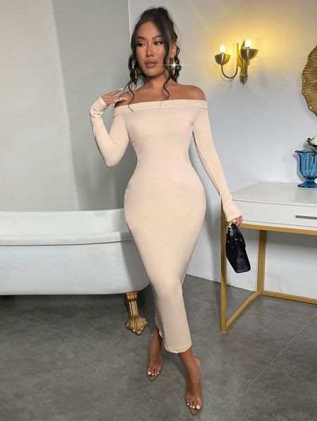 

sxy solid off shoulder bodycon dress n5ef#, Black;gray