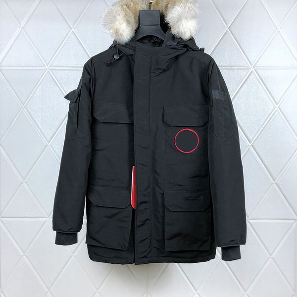 

of winter coat down jacket for men's women's with real wolf fur hooded parka windbreaker tracksuit designer maya, Black