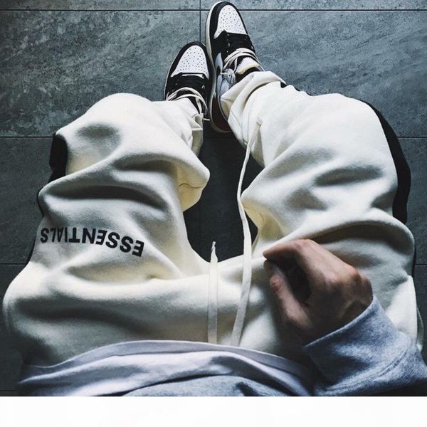 

fog essentials sweatpants fear of god side splice sweat pants men women casual long jogger pants trousers hip hop skateboard streetwear, Black