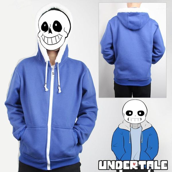 

men's hoodies & sweatshirts game undertale mens jacket warm long sleeve sans and thick coat skulll brother anime winter1, Black