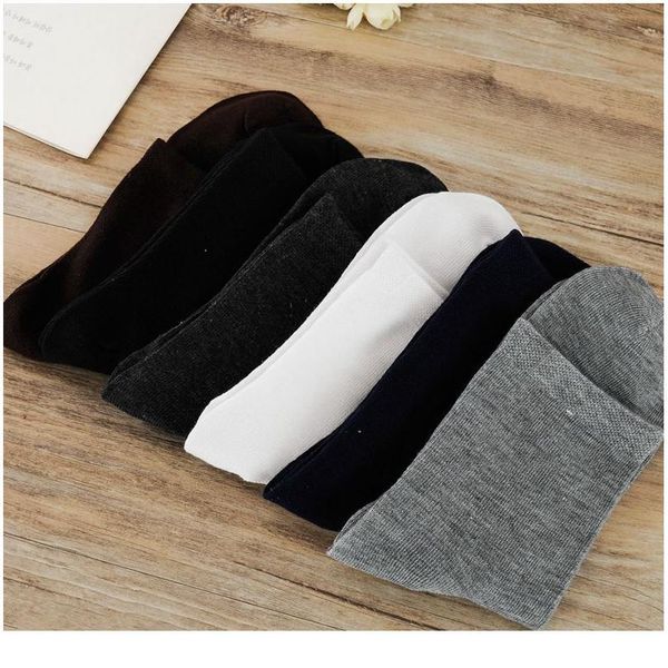 

men solid color middle tube socks solid color autumn and winter business breathable sweat absorption leisure sports men jllztm, Black