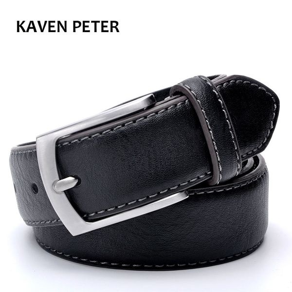 

fashion man belt cowhide leather belts for men brand strap male pin buckle casual men's leather belts for jeans for man y200520, Black;brown