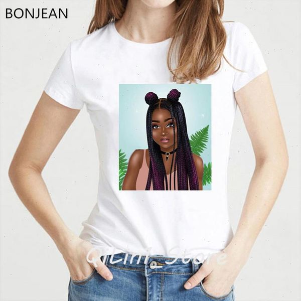 

vogue tshirt cool melanin poppin shirt women clothes 2021 harajuku shirt black girl white t shirt femme streetwear