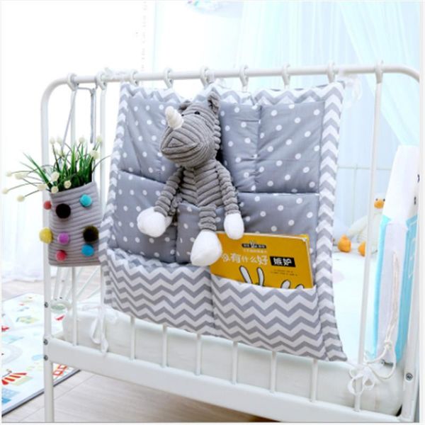 

storage boxes & bins baby bedside hanging holder cotton box sorting split room large capacity soft protective diapers bag