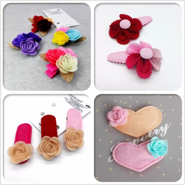 

hair accessories child safe felt flower clip sets kids girls cloth covered hairpin adorable toddlers various barrette handmade headwears, Slivery;white