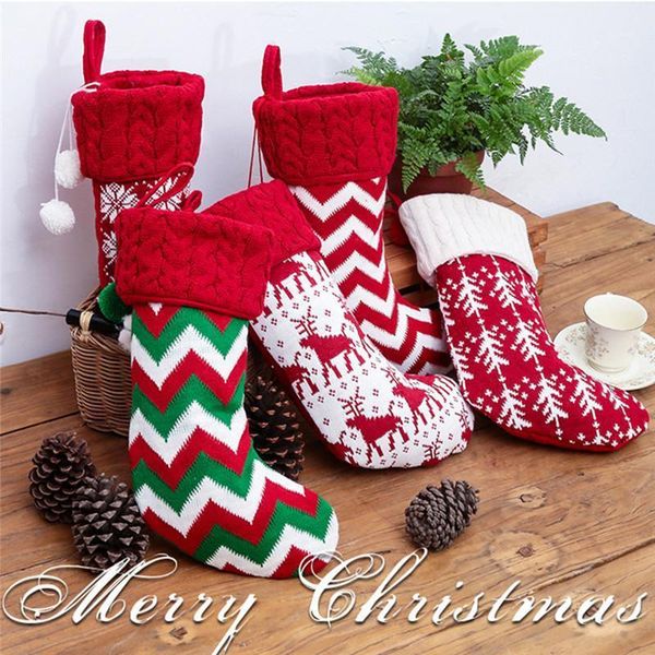 

christmas wool socks children christmas gifts knitted fireplace tree bedside hanging socks decoration1