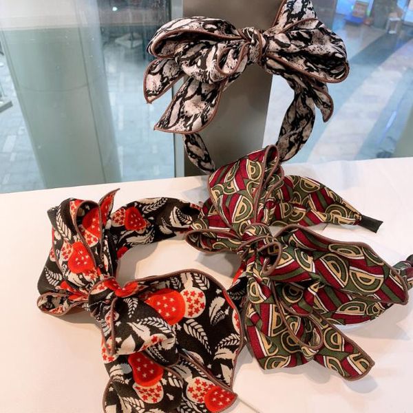 

korean multiple bowknot hairhoop fashion bezel hair accessories women print head hoop wide-brimmed vintage elegant headband hair hoops, Silver