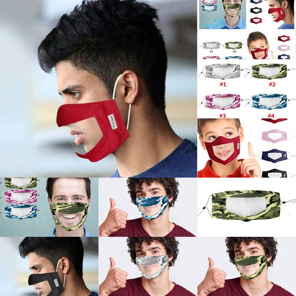 

factory camouflage deaf-mute pvc transparent adjusting dustproof mouth masks washable earloop face breathing cotton mask pzfsr