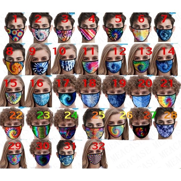 

tie dye mask washable fashion rainbow color 2020 masks ice silk fabric summer half face cover cycling beach outdoor prot