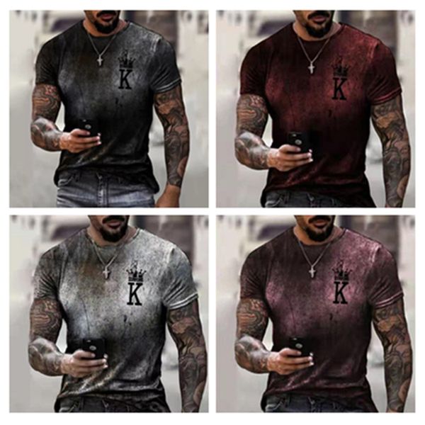

2022 sell men's t-shirts king style men's 3d printed t-shirt visual impact party shirt punk gothic round neck high-quality america, White;black