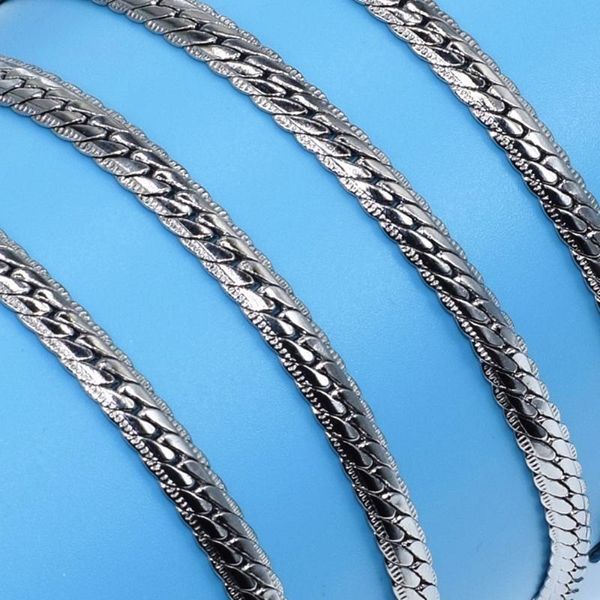 

chains width 7mm 20inches stainless steel chain necklace statement blade geometric white gold, Silver