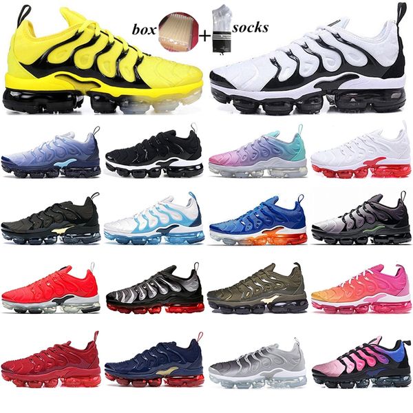 

with box 2021 tn plus running shoes triple black geometric lemon lime grape pastel sports mens woman outdoor trainers sneakers 36-45