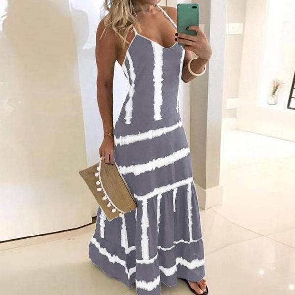 

womens tie dye beach dress pullover maxi boho sundress ladies loose long slip elegant party casual dress sukienki damskie j4s, Black;gray