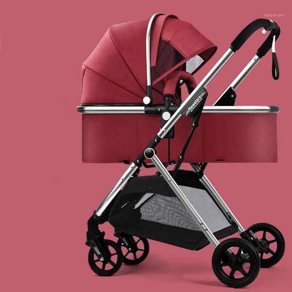 

lightweight high landscape baby stroller light baby pram pushchair rubber wheels can sit can lie aluminum alloy stroller1