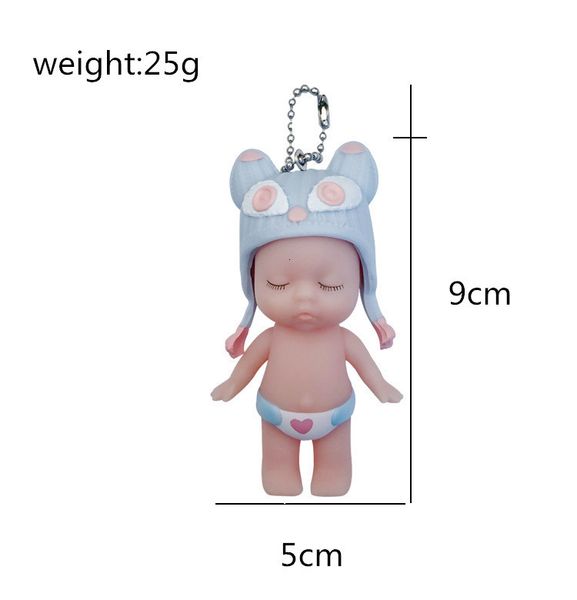 

lovely cute cartoon pvc sleeping doll keychain animal hat baby car keyring women key holder bagcharm jewelry gift child, Silver