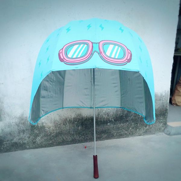 

helmet umbrella long handle kids plastic head umbrella cartoon sun rain paraguas infantil parasols supplies 50rr326