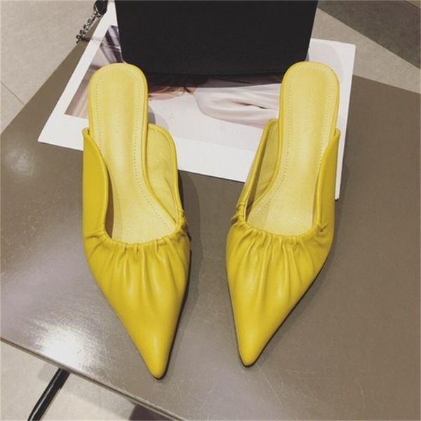 

2021 new women's in low heels, half-slippers, slithering onto ladies, versatile outdoor shoes slipper. cj4i, Black