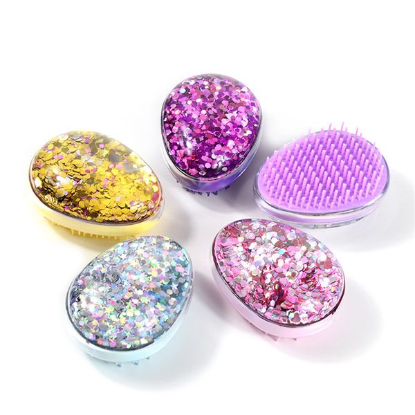 

2021 new falsh egg shaped hair care brush scalp massage exquisite comb abs pte material promote head blood circulation wmtaqu homeindustry, Silver