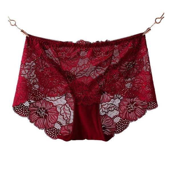

women's panties girls comfortable breathable women fashion ladies lace underwear pure cotton mid-waist lingerie, Black;pink