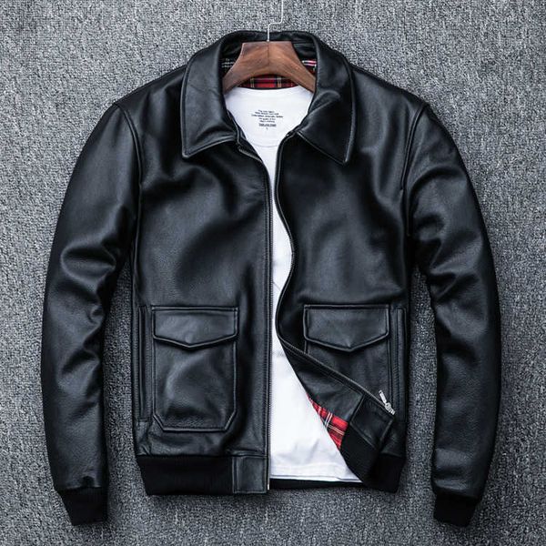 

new style thickening men's cowhide jacket coat ing, Black