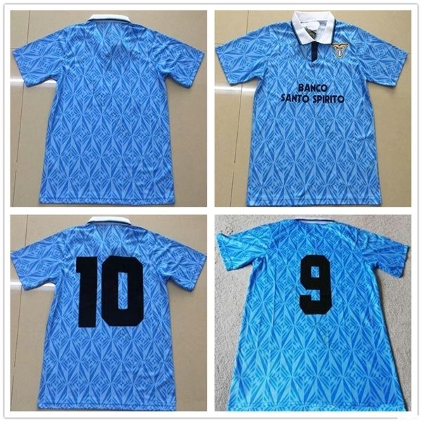 

1991 lazio retro old version soccer jerseys 1991 1992 lazio immobile sergej lulic luis alberto maglie calcio custom home blue football shirt, Black;yellow