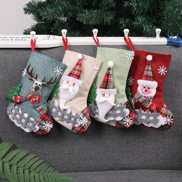

2 pcs creative christmas stockings gift bag candy bags christmas socks ornament home decor decorations