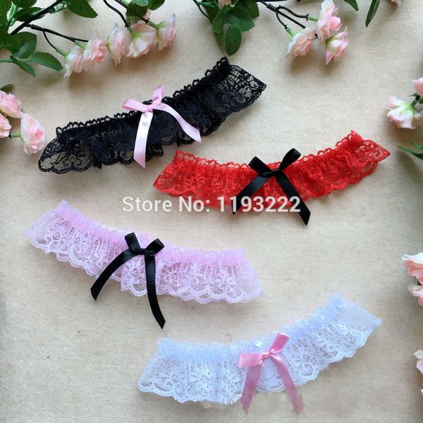 

lingerie cos cosplay bridal stocking thigh high accessories lace floral bowknot leg garter belt suspender ring, Black;white