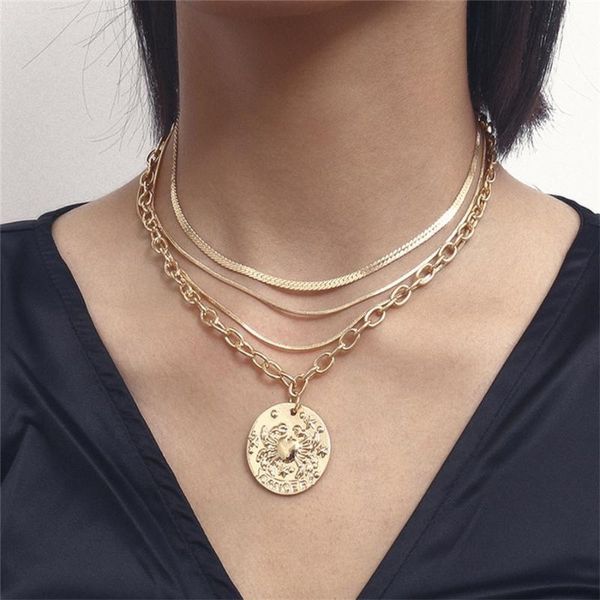 

pendant necklaces fashion trend necklace creative alloy crab pattern round women's party jewelry accessories gift y20, Silver