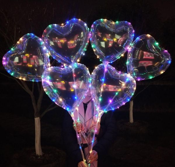

led love heart star shape balloon luminous bobo balloons with 3m string lights 70cm pole night light balloon for wedding party decors kirlp