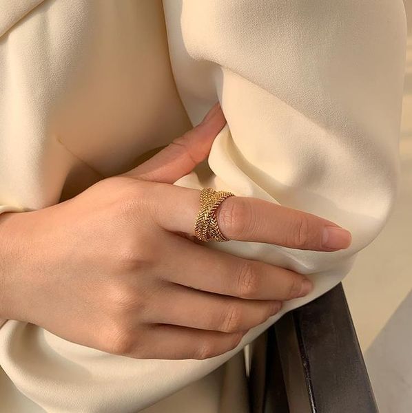 

aomu 2020 new trend punk stacking double layer snake bone metal rings for women minimalist party jewelry gifts wmtbfs bdesybag, Silver