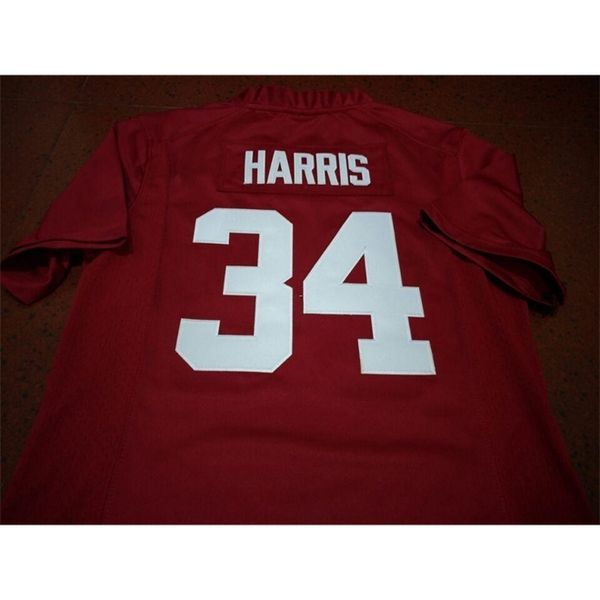 

3421 #34 damien harris alabama crimson tide red black white college jersey or custom any name or number jersey