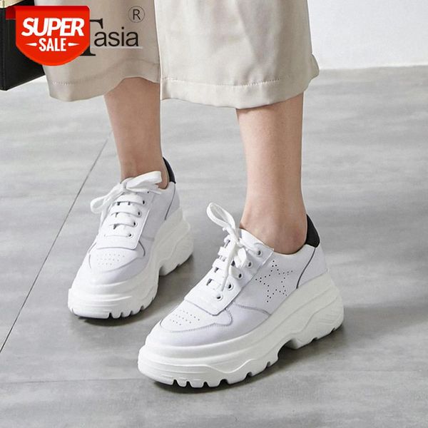 

doratasia new fashion female genuine leather flats 2020 autumn casual white flats women thick sole lace shallow shoes woman #wc2o