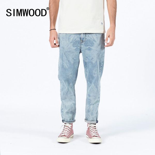 Simwood Yaz Yeni Lazer Yıkama Kot Erkekler Moda Rahat Konik Ayak Bileği Uzunlukta Denim Artı Boyutu Pantolon SJ120257 201111