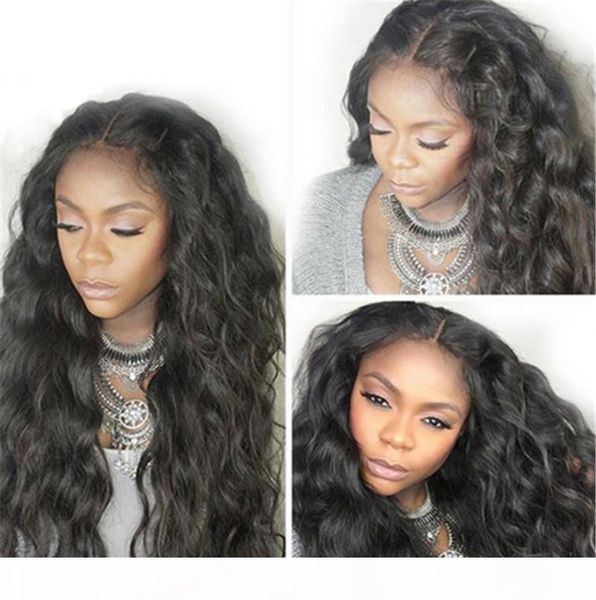 

brazilian virgin hair body wave full lace wigs bleached knots pre plucked human hair lace front wig, Black;brown