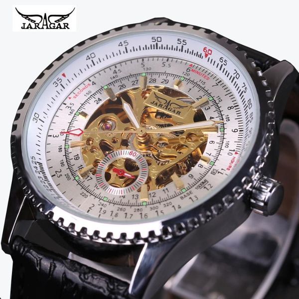 

wristwatches men watches jaragar vintage automatic mechanical skeletons relogio masculino, Slivery;brown