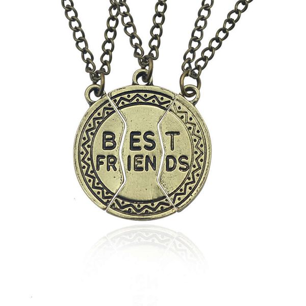 

alloy friends bronze split broken round geometric women's necklaceufsw, Silver