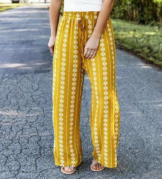 

summer palazzo boho chiffon pants casual loose high waist drawstring pants wide leg beach pants women's clothing, Black;white