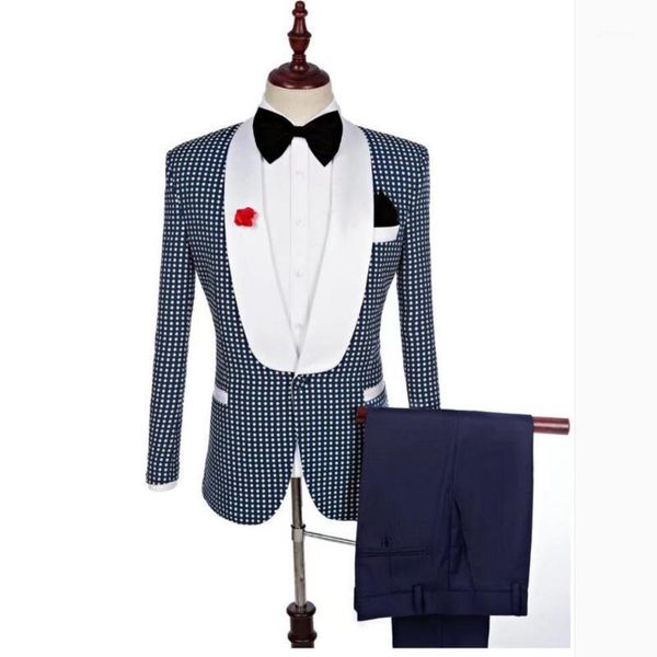 

s-5xl suit set men's two-piece banquet grooms wedding suits dress jacquard grid suit male singer stage costumes (jacket+pants)1, White;black