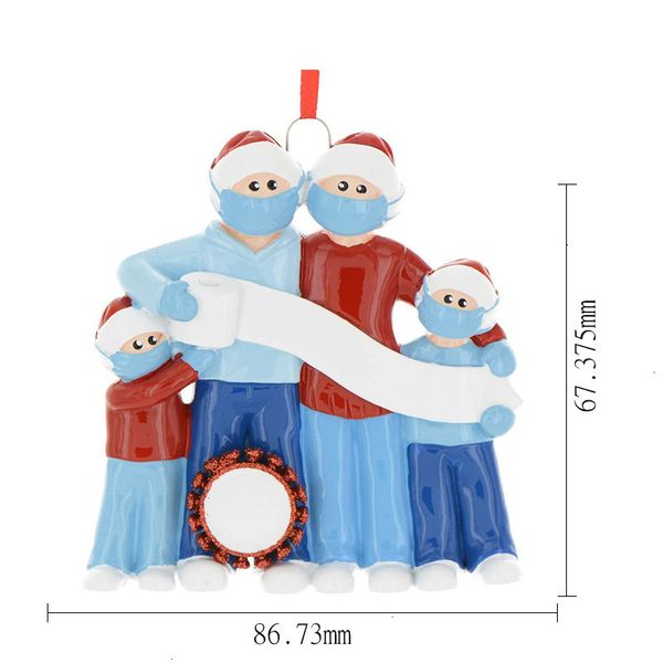 

t0o9family of survivor christmas ornaments quarantine snowman personalized 3 4 5 with face masks hand sanitized decorati