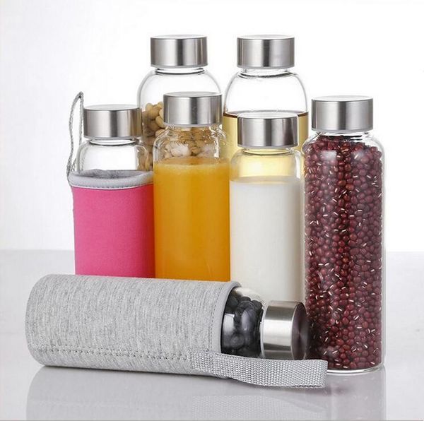 Glas-Wasserflasche, explosionsgeschützte Trinkgläser mit Filter, BPA-freie Hochtemperatur-Trinkgläser, Infuser-Flasche und Nylonhülle LSK2042