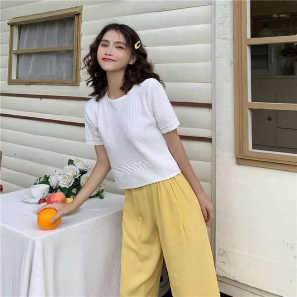 

trytree summer women t shirt casual breathable shirt solid knitted short sleeve o-neck casual polyester light tshirt1, White