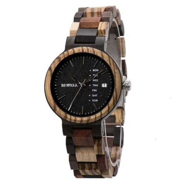 

simple calendar wooden watch men's fashion quartz watch, Slivery;brown