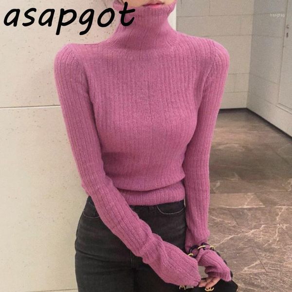 

chic korean autumn wild solid high elastic turtleneck sweaters pullovers knitwear pink long sleeve shirts simple fashion clothes1, White;black
