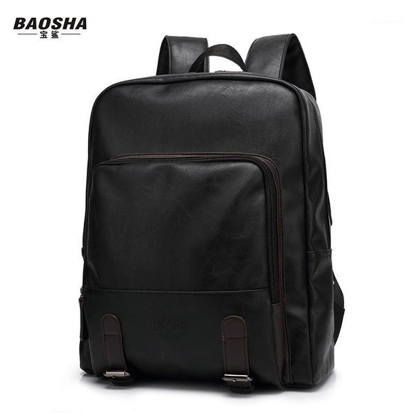 

backpack 2021 pu leather school bag student backpacks waterproof black men's travel backpack1