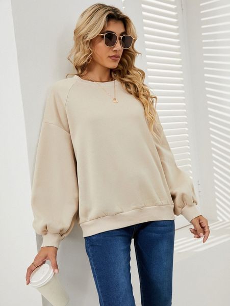 

solid lantern sleeve sweatshirt i06w#, White;black
