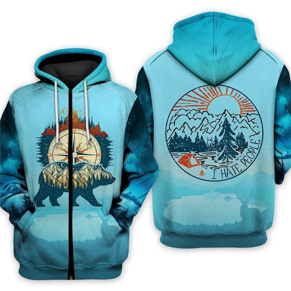

redcats fashion simple style men's zipper hooded sweatshirt bear print fun 3d sweatshirt drop shipping good quality, Black
