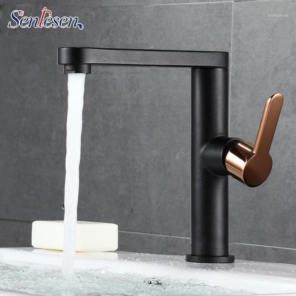 

bathroom sink faucets senlesen all copper black basin faucet and cold single hole european style simple golden home bathroom1