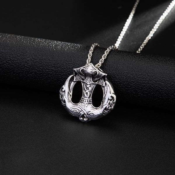 

pendant necklaces vintage personality viking crow hammer necklace northern europe pirate men's motorcycle party jewelry, Silver