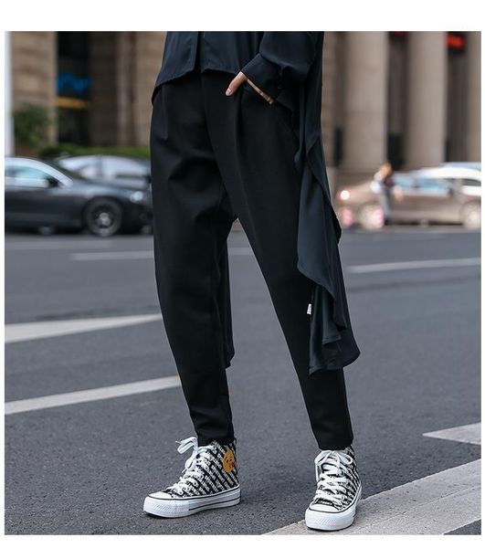

women streetwear hip hop punk gothic harem pants female fashion loose casual straight black trousers lady joggers sweatpants1, Black;white